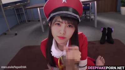 Babe in strict uniform making amazing handjob / fakeapp Liyuu (黎狱 真假)