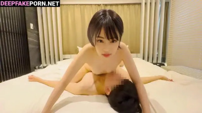 Fake Suzu Hirose (広瀬すず) Guy licks her small tits