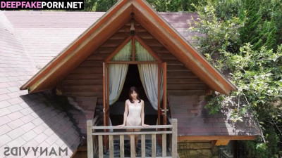 Japanese girl in charming lingerie in a country house