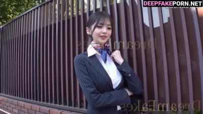 News anchor 本物の偽物 Wonyoung cums from my hands while she is on airアイヴ IVE real fake