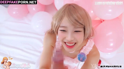 (츄 이달의 소녀) threesome ai scenes with two cocks and Chuu in cute dress