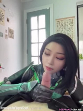 Snowbabyyx sucking cock in too hot fetish suit, fakeapp
